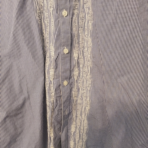 Mens Kenneth Cole New York Button Down Short Sleeve Shirt Sz L Blue &White - Picture 4 of 5